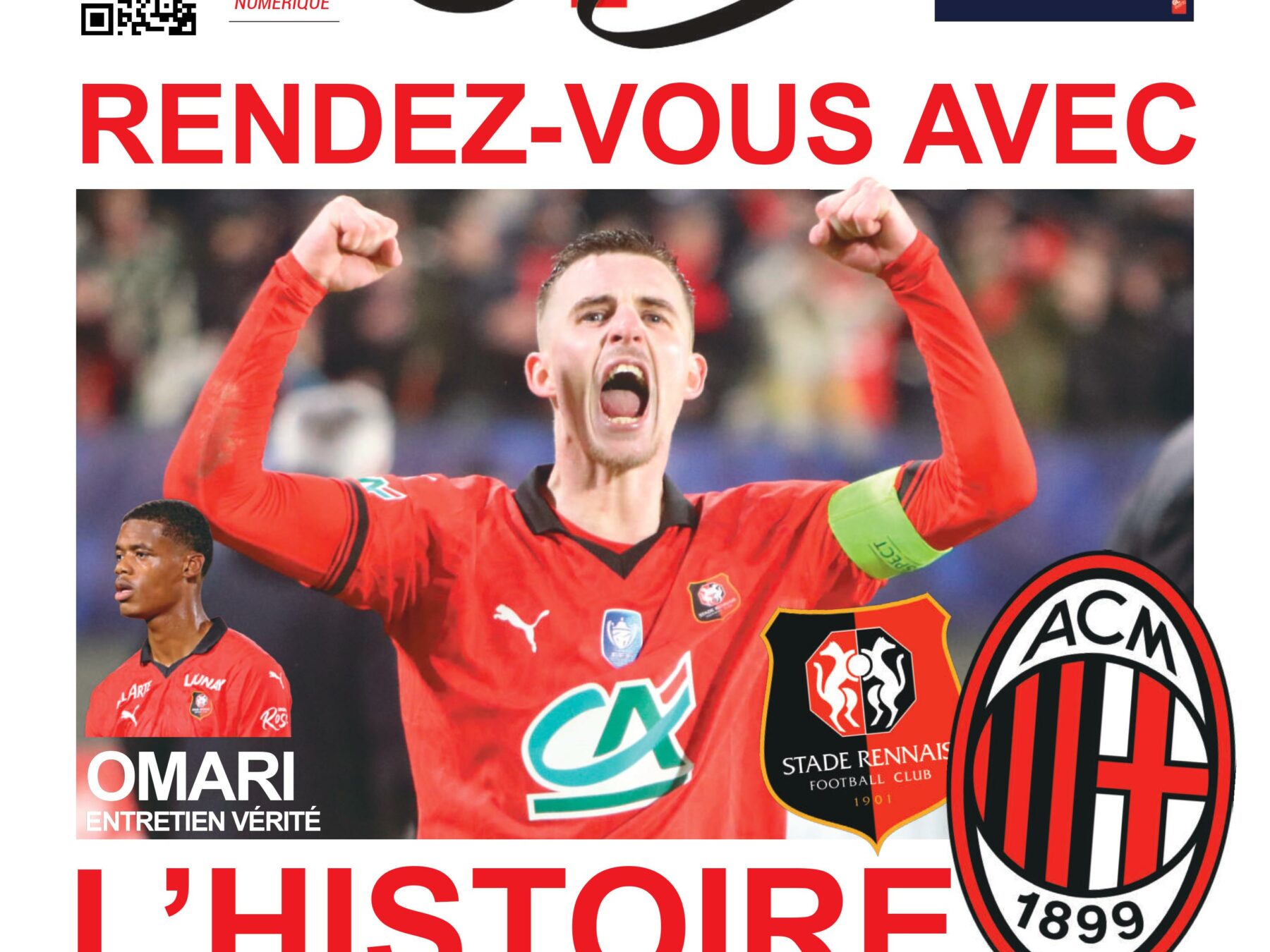 Une du Journal Rennes Sport avec Bourigeaud heureux